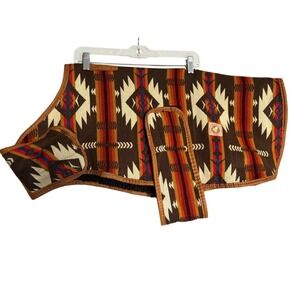 Chilly Dog Wool Dog Sweater Southwestern Pattern Fleece Lined Brown Large